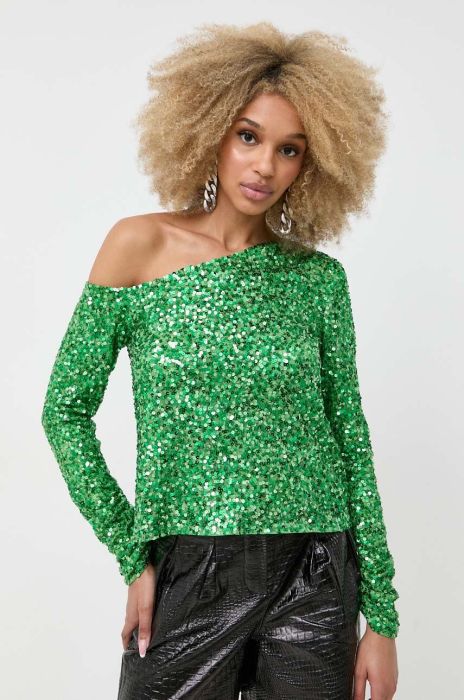 Блузка Notes du Nord жіноча колір зелений однотонна Блузка Notes du Nord жіноча колір зелений однотонна