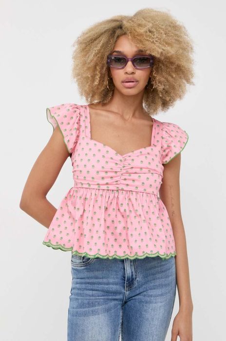 Блузка Notes du Nord Heart жіноча колір рожевий візерунок Блузка Notes du Nord Heart жіноча колір рожевий візерунок