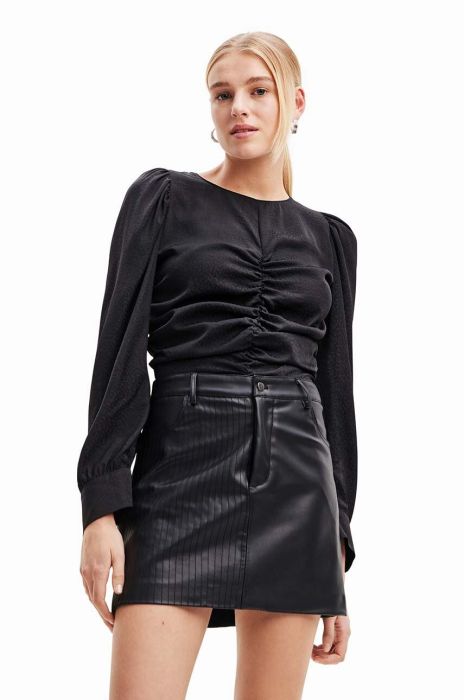 Блузка Desigual 23WWBW32 WOMAN WOVEN BLOUSE LONG SLEEVE жіноча колір чорний однотонна Блузка Desigual 23WWBW32 WOMAN WOVEN BLOUSE LONG SLEEVE жіноча колір чорний однотонна