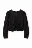 Блузка Desigual 23WWBW32 WOMAN WOVEN BLOUSE LONG SLEEVE жіноча колір чорний однотонна Блузка Desigual 23WWBW32 WOMAN WOVEN BLOUSE LONG SLEEVE жіноча колір чорний однотонна