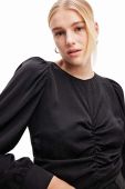 Блузка Desigual 23WWBW32 WOMAN WOVEN BLOUSE LONG SLEEVE жіноча колір чорний однотонна Блузка Desigual 23WWBW32 WOMAN WOVEN BLOUSE LONG SLEEVE жіноча колір чорний однотонна