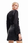 Блузка Desigual 23WWBW32 WOMAN WOVEN BLOUSE LONG SLEEVE жіноча колір чорний однотонна Блузка Desigual 23WWBW32 WOMAN WOVEN BLOUSE LONG SLEEVE жіноча колір чорний однотонна