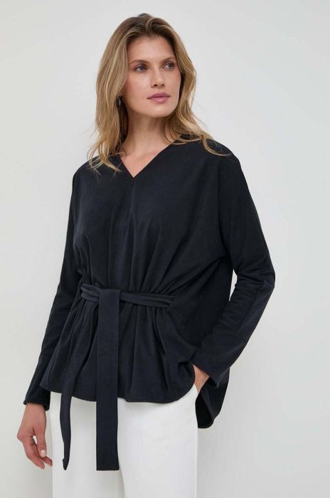 Блузка Max Mara Leisure жіноча колір синій однотонна (3644590)