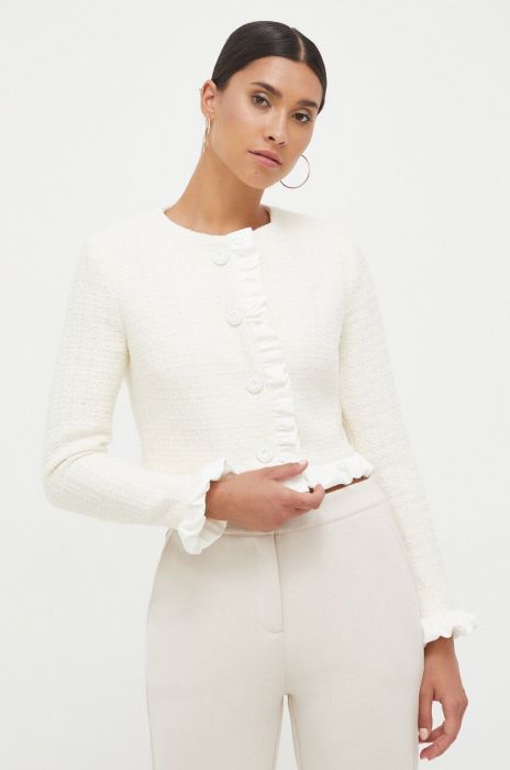 Піджак з домішкою вовни Pinko колір бежевий однобортний однотонна Піджак з домішкою вовни Pinko колір бежевий однобортний однотонна