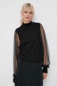 Блузка з домішкою вовни Twinset колір чорний однотонна (3620997) Блузка з домішкою вовни Twinset колір чорний однотонна (3620997)