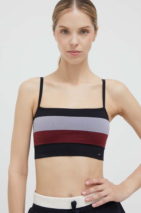 Спортивний бюстгальтер Tommy Hilfiger колір чорний візерунок Спортивний бюстгальтер Tommy Hilfiger колір чорний візерунок