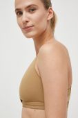Бюстгальтер для йоги adidas Performance колір бежевий однотонний Бюстгальтер для йоги adidas Performance колір бежевий однотонний