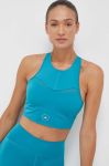 Спортивний бюстгальтер adidas by Stella McCartney TruePurpose колір бірюзовий однотонний Спортивний бюстгальтер adidas by Stella McCartney TruePurpose колір бірюзовий однотонний