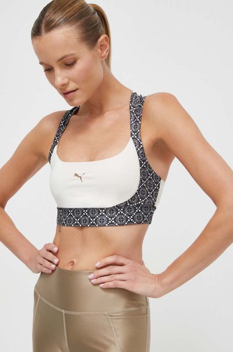 Спортивний бюстгальтер Puma Love колір бежевий Спортивний бюстгальтер Puma Love колір бежевий