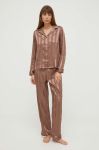 Піжама Tommy Hilfiger жіноча колір коричневий сатин Піжама Tommy Hilfiger жіноча колір коричневий сатин