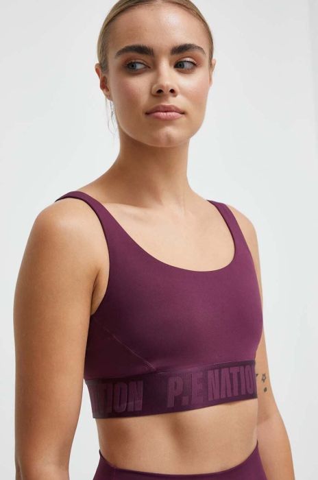 Спортивний бюстгальтер P.E Nation Backcheck колір бордовий однотонний Спортивний бюстгальтер P.E Nation Backcheck колір бордовий однотонний