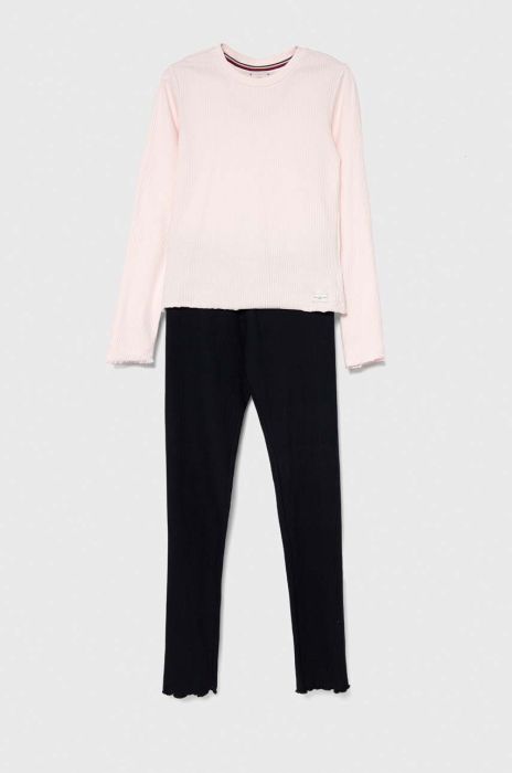 Дитяча піжама Tommy Hilfiger колір рожевий однотонна Дитяча піжама Tommy Hilfiger колір рожевий однотонна