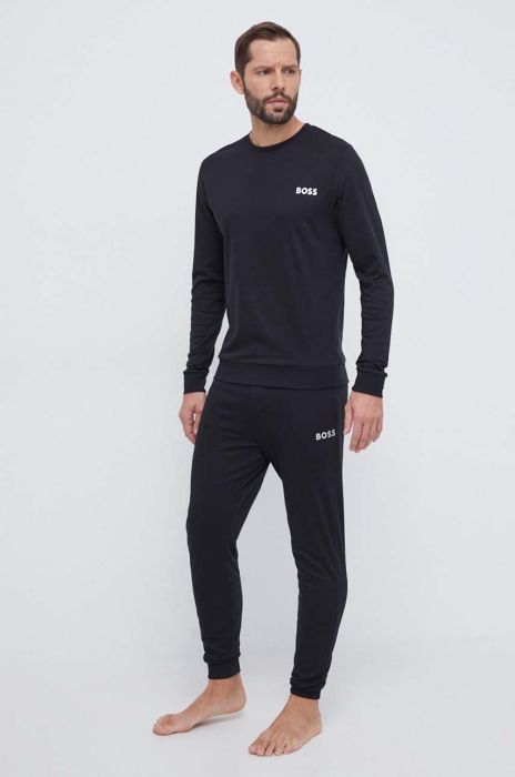 Бавовняна піжама BOSS колір чорний однотонна (3654843) Бавовняна піжама BOSS колір чорний однотонна (3654843)