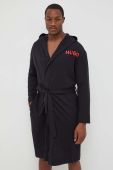 Бавовняний халат HUGO колір чорний (3499874) Бавовняний халат HUGO колір чорний (3499874)