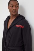Бавовняний халат HUGO колір чорний (3499874) Бавовняний халат HUGO колір чорний (3499874)