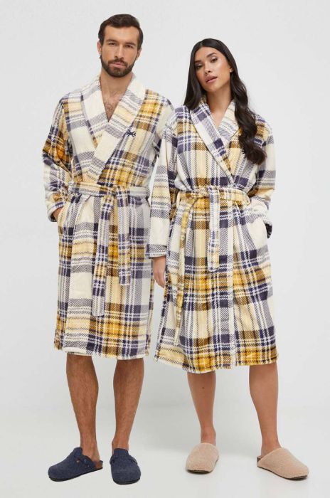 Халат United Colors of Benetton колір жовтий Халат United Colors of Benetton колір жовтий