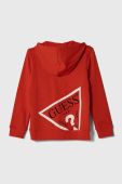 Дитяча кофта Guess колір червоний з капюшоном меланж Дитяча кофта Guess колір червоний з капюшоном меланж
