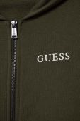 Дитяча кофта Guess колір зелений з капюшоном меланж