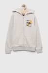 Дитяча кофта Tommy Hilfiger колір сірий з капюшоном з принтом (3324444)