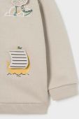 Кофта для немовлят Mayoral колір бежевий з капюшоном з аплікацією Кофта для немовлят Mayoral колір бежевий з капюшоном з аплікацією