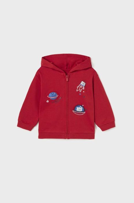 Кофта для немовлят Mayoral колір червоний з капюшоном з аплікацією (3418383) Кофта для немовлят Mayoral колір червоний з капюшоном з аплікацією (3418383)