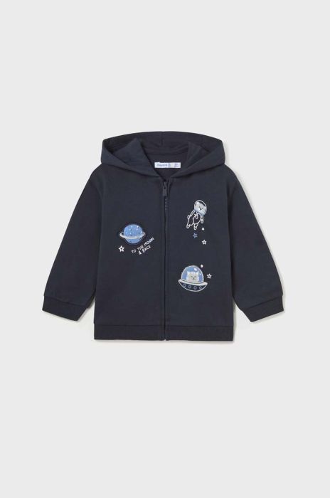 Кофта для немовлят Mayoral колір синій з капюшоном з аплікацією (3418395) Кофта для немовлят Mayoral колір синій з капюшоном з аплікацією (3418395)
