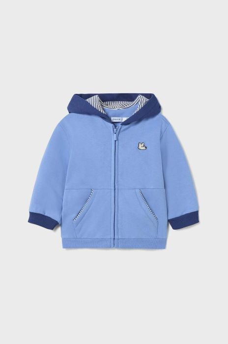 Кофта для немовлят Mayoral з капюшоном однотонна колір блакитний Кофта для немовлят Mayoral з капюшоном однотонна колір блакитний