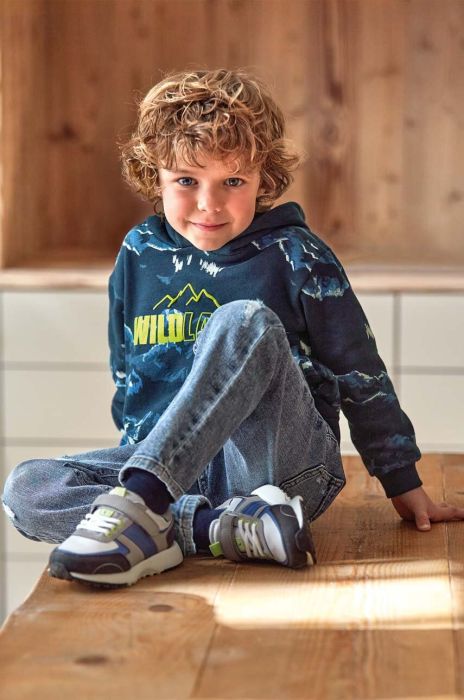 Дитяча кофта Mayoral колір зелений з капюшоном візерунок (3413519) Дитяча кофта Mayoral колір зелений з капюшоном візерунок (3413519)