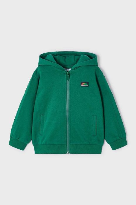 Дитяча кофта Mayoral колір зелений з капюшоном однотонна (3418462) Дитяча кофта Mayoral колір зелений з капюшоном однотонна (3418462)
