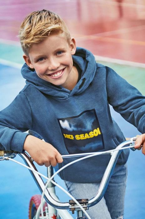 Дитяча кофта Mayoral з капюшоном з принтом колір блакитний (3413612) Дитяча кофта Mayoral з капюшоном з принтом колір блакитний (3413612)