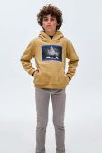 Дитяча кофта Mayoral колір бежевий з капюшоном з принтом (3413632)