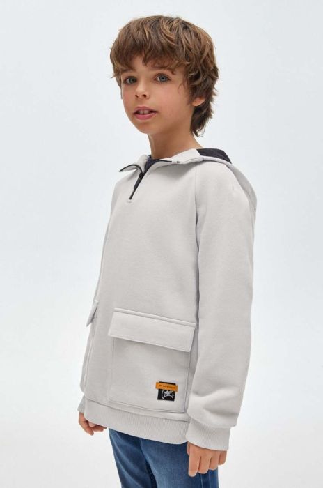 Дитяча кофта Mayoral колір бежевий з капюшоном однотонна (3465762) Дитяча кофта Mayoral колір бежевий з капюшоном однотонна (3465762)