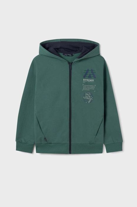 Дитяча кофта Mayoral колір зелений з капюшоном з принтом (3413715) Дитяча кофта Mayoral колір зелений з капюшоном з принтом (3413715)