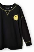 Дитяча бавовняна кофта Desigual 23WBTK03 T-SHIRT LONG SLEEVE колір чорний з принтом