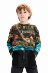 Дитяча бавовняна кофта Desigual колір чорний візерунок