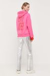 Кофта BOSS жіноча колір рожевий з капюшоном з принтом