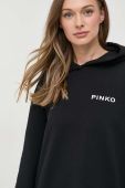 Бавовняна кофта Pinko жіноча колір чорний з капюшоном з принтом (3441418) Бавовняна кофта Pinko жіноча колір чорний з капюшоном з принтом (3441418)