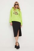 Бавовняна кофта Pinko жіноча колір зелений з капюшоном з принтом (3441423)