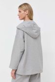 Бавовняна кофта Weekend Max Mara жіноча колір сірий з капюшоном однотонна Бавовняна кофта Weekend Max Mara жіноча колір сірий з капюшоном однотонна