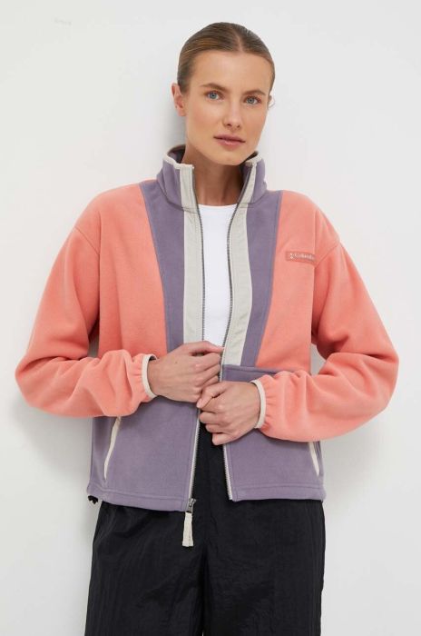 Флісова кофта Columbia колір помаранчевий візерунок