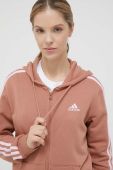 Кофта adidas жіноча колір коричневий з капюшоном з аплікацією