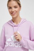 Кофта adidas жіноча колір рожевий з капюшоном з принтом (3613370)