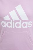 Кофта adidas жіноча колір рожевий з капюшоном з принтом (3613370)