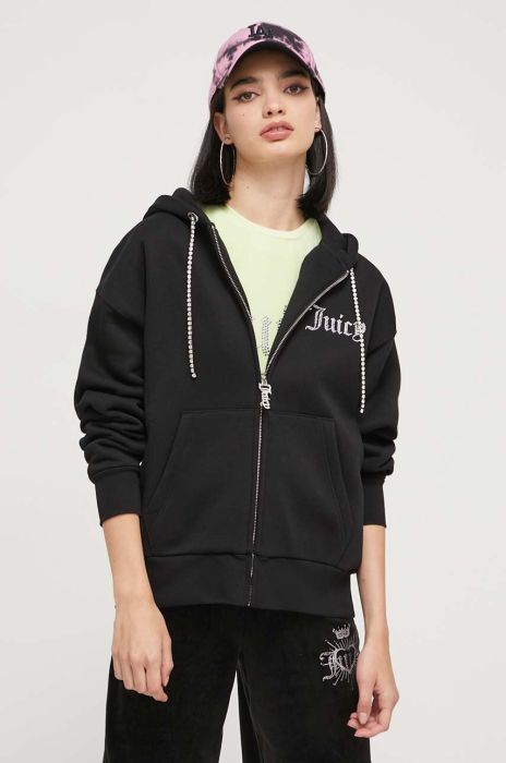 Кофта Juicy Couture жіноча колір чорний з капюшоном з аплікацією (3601089) Кофта Juicy Couture жіноча колір чорний з капюшоном з аплікацією (3601089)