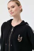 Кофта Liu Jo жіноча колір чорний з капюшоном з аплікацією Кофта Liu Jo жіноча колір чорний з капюшоном з аплікацією