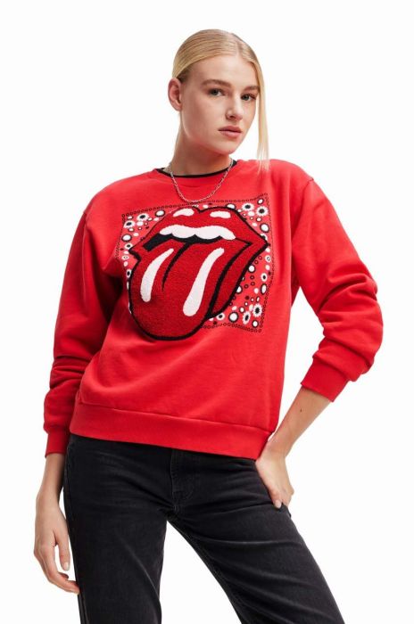 Кофта Desigual 23WWSK30 WOMAN KNIT SWEAT LONG SLEEVE жіноча колір червоний з принтом Кофта Desigual 23WWSK30 WOMAN KNIT SWEAT LONG SLEEVE жіноча колір червоний з принтом