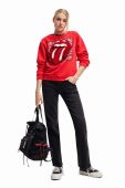 Кофта Desigual 23WWSK30 WOMAN KNIT SWEAT LONG SLEEVE жіноча колір червоний з принтом Кофта Desigual 23WWSK30 WOMAN KNIT SWEAT LONG SLEEVE жіноча колір червоний з принтом