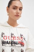 Кофта Guess x Brandalised жіноча колір жовтий з капюшоном візерунок Кофта Guess x Brandalised жіноча колір жовтий з капюшоном візерунок