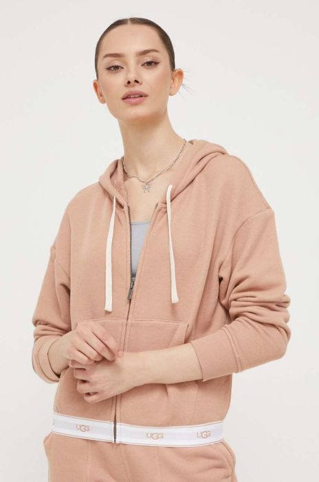 Кофта UGG жіноча колір рожевий з капюшоном однотонна Кофта UGG жіноча колір рожевий з капюшоном однотонна