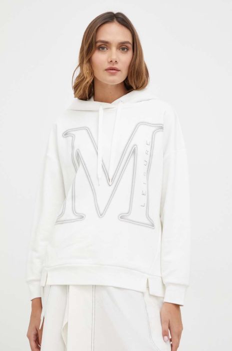 Кофта Max Mara Leisure жіноча колір бежевий з капюшоном з принтом